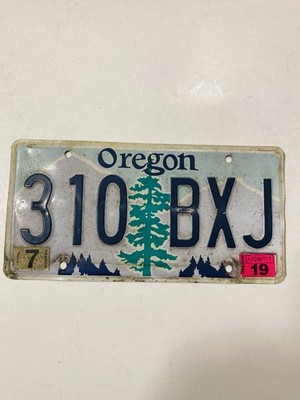 OREGON LICENSE PLATE PINE TREE  PURPLE MOUNTAINS EXPIRED