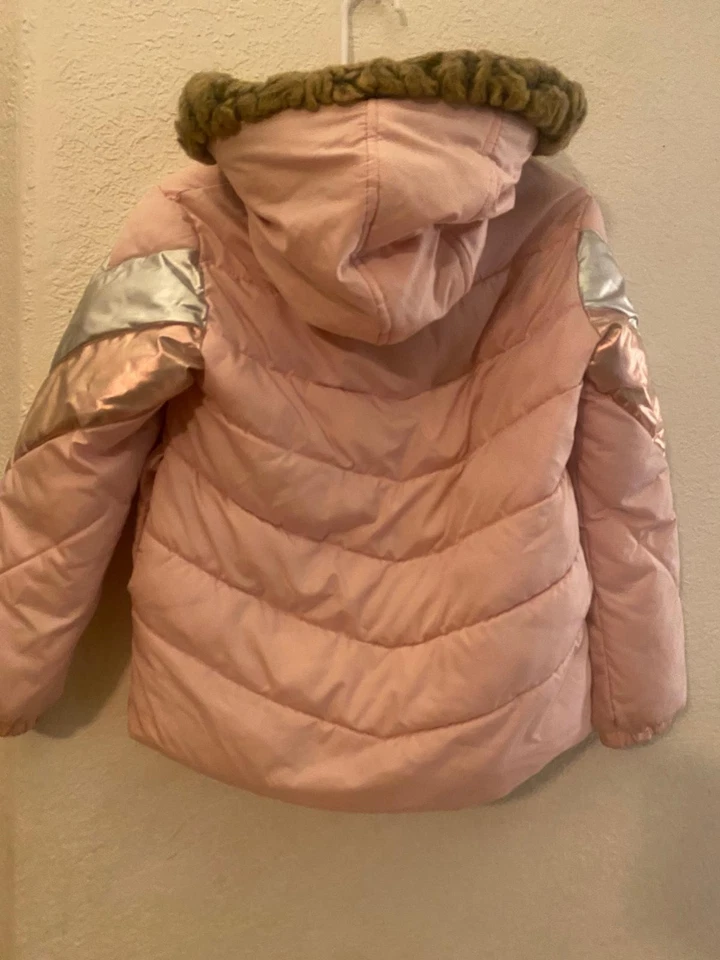 Arizona Jean Co Puffer Coat Jacket Pink Zip Up Girls Size L14 - Image 2 of 4