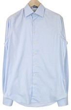 SUITSUPPLY Men's Formal Shirt 38L/15L Slim Blue Pure Cotton Long Sleeve Button 