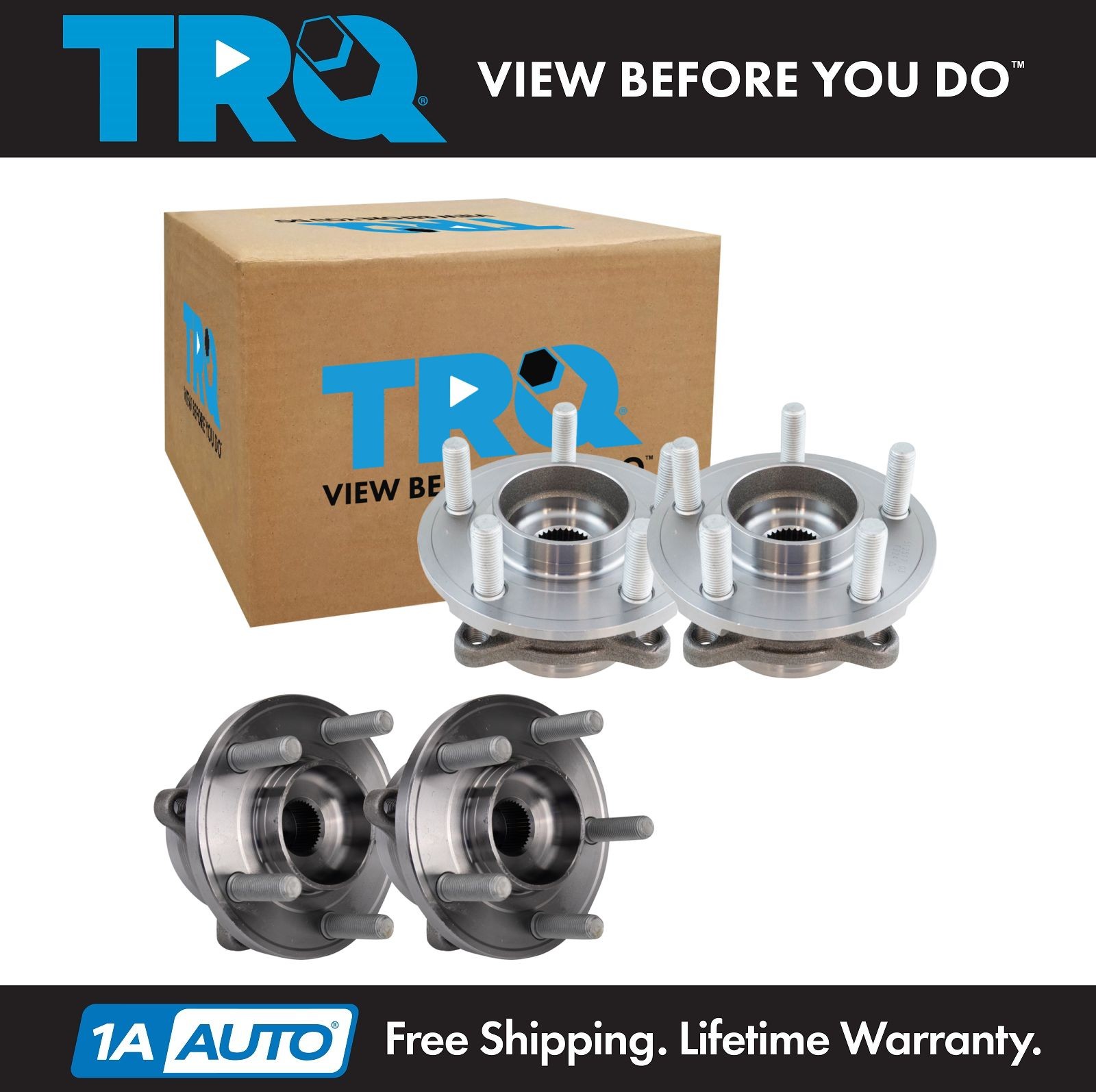 TRQ Wheel Hub Bearings Assembly Set Front & Rear Fits Ford