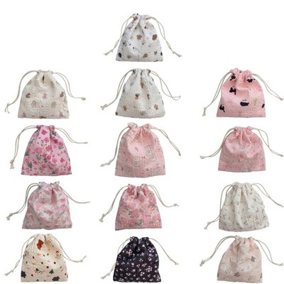 Reusable Drawstring Pouch Organized For Makeup Brushes Key Cards Storage