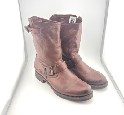 Frye Veronica Short Leather Boot-Redwood Size 8 Slouchy Moto Style Rare Womens
