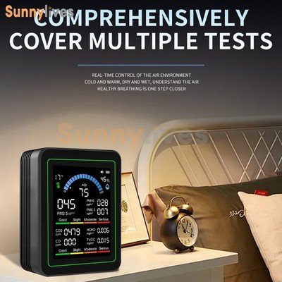 10 in 1 Air Quality Monitor PM 2.5 CO2 Meter TVOC HCHO Humidity Temperature Test