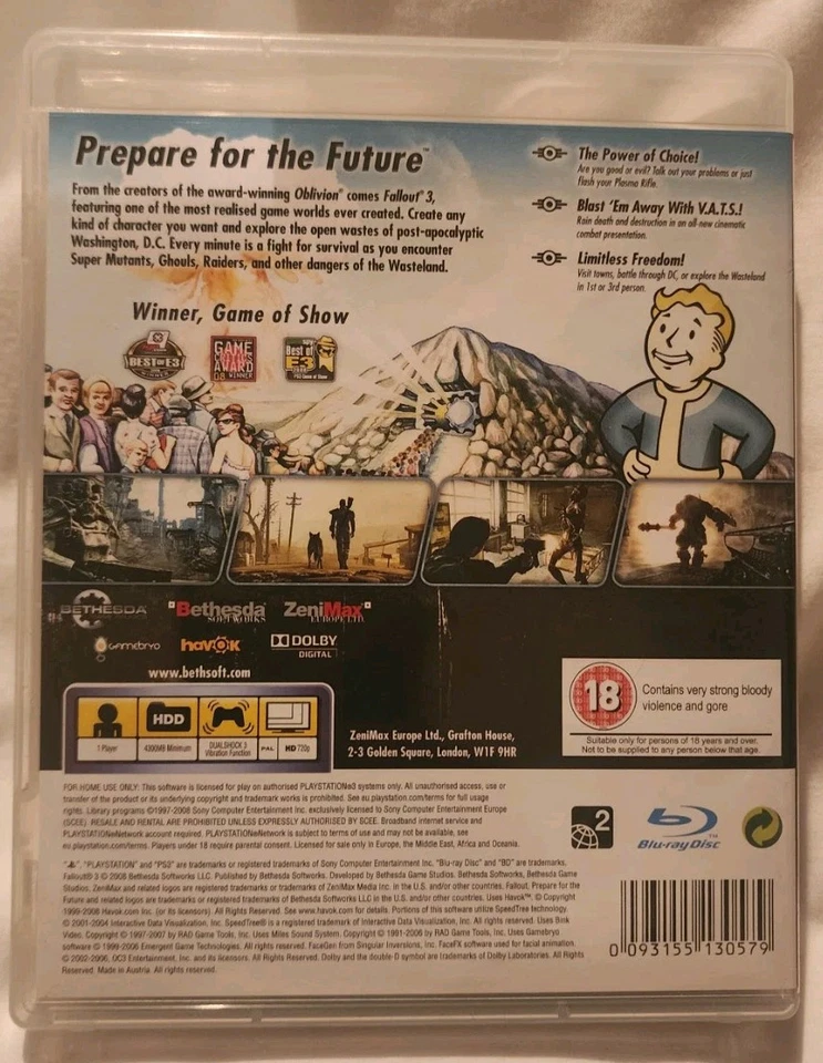 PS3 (PlayStation) Fallout 3 Game Like New Complete With Manual - Image 2 of 4