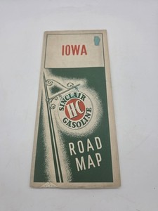 Sinclair Iowa Gas & Oil Advertising Road Map Green Red White