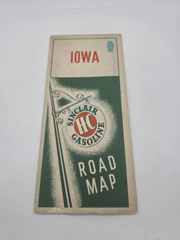 Sinclair Iowa Gas & Oil Advertising Road Map Green Red White
