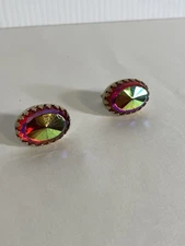 Vintage Men's Cufflinks Swank Aurora Borealis AB Gems Statement Oversized 1960s