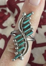 Vintage Native American Style Sterling Silver Turquoise Ring No Marks Size 5-1/4