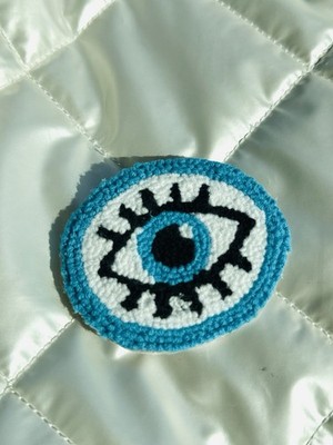 Handmade Evil Eye Patch   Punch Needle Nazar Amulet Badge | Bag Jacket Pin Decor