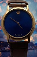 Very Beautiful Movado Slim Blue Dial Leather ...