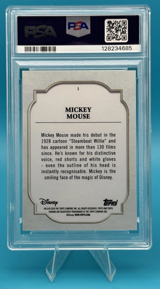 2024 Topps Chrome Disney Mickey Mouse #1 Purple Refractor /199 PSA 10 - Bild 2 von 2