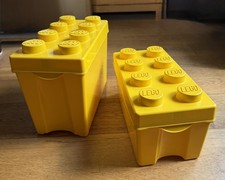 2 x Lego Storage Boxes, Tubs, Yellow, 1 Large, 1 Medium. Brand new
