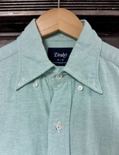 DRAKE’S London mint green Oxford Button Down Shirt sz 15/38 Made in England $295