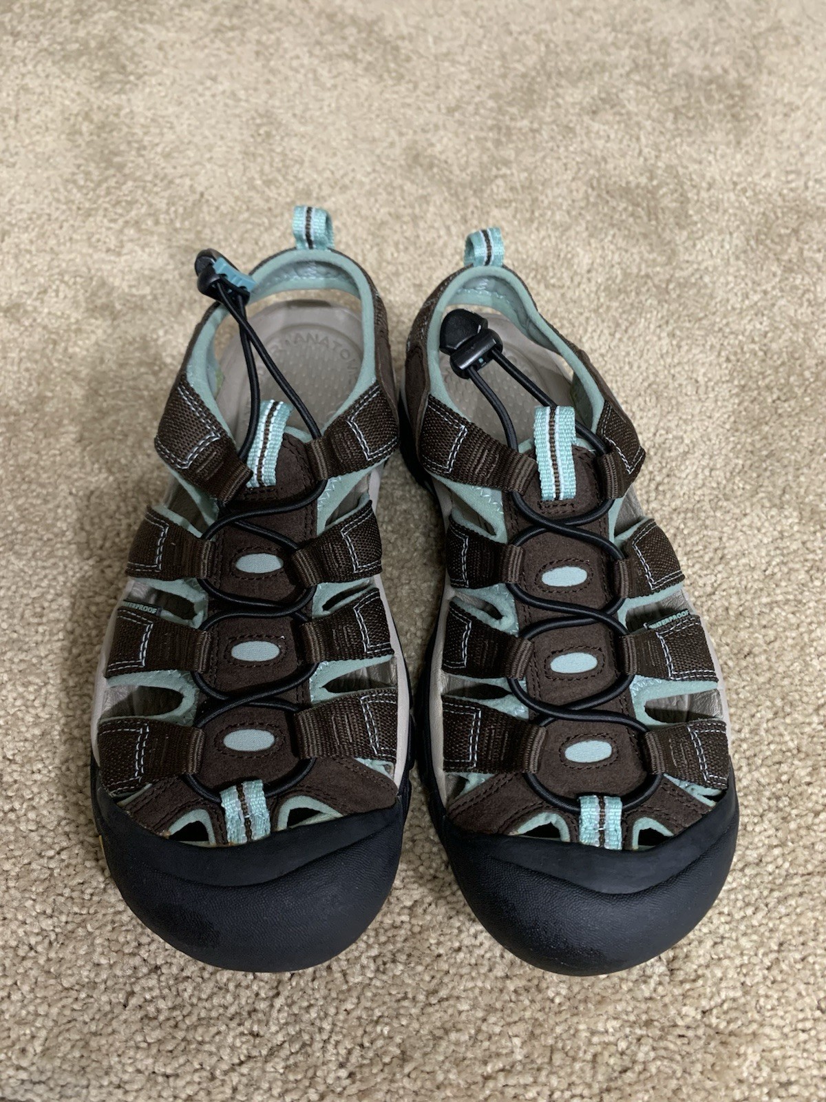 Sandalo donna Keen Newport H2 marrone e verde acqua punta in gomma #1003481 taglia 9