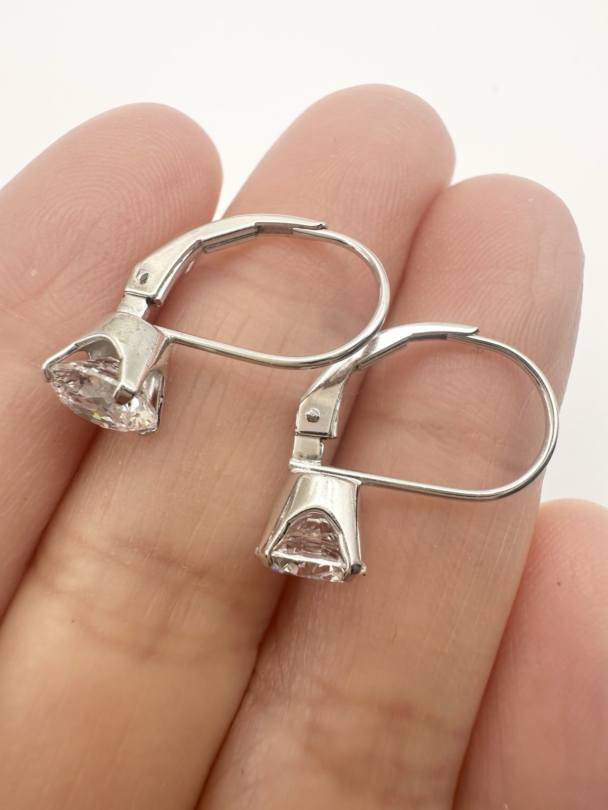 Solid 925 Sterling Silver Leverback Earrings 18K … - image 3