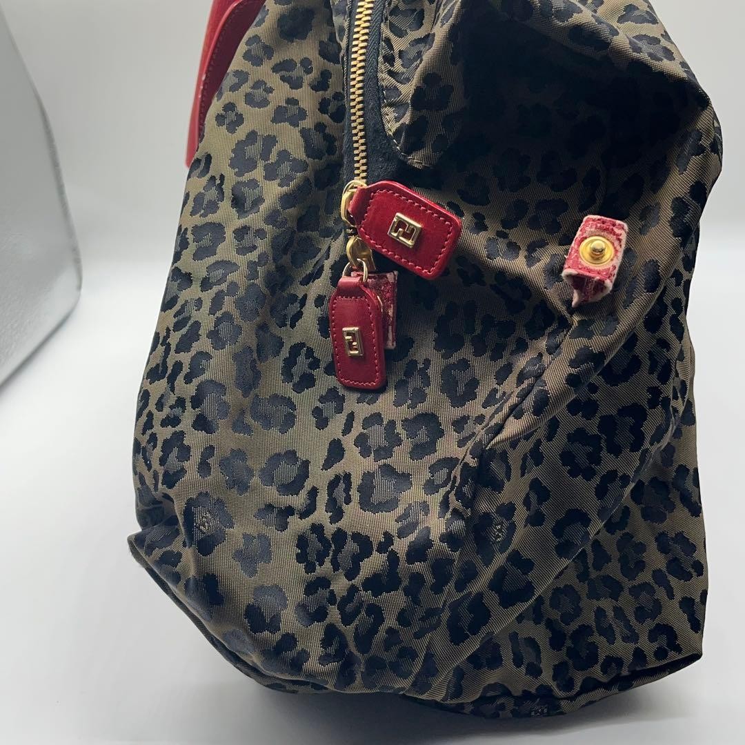 Fendi Leopard Pattern Boston Bag Large Capacity 1… - image 4