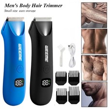 Electric Body Hair Trimmer USB Groin Trimmer Wet/Dry Shaver Groomer w/ LED Light