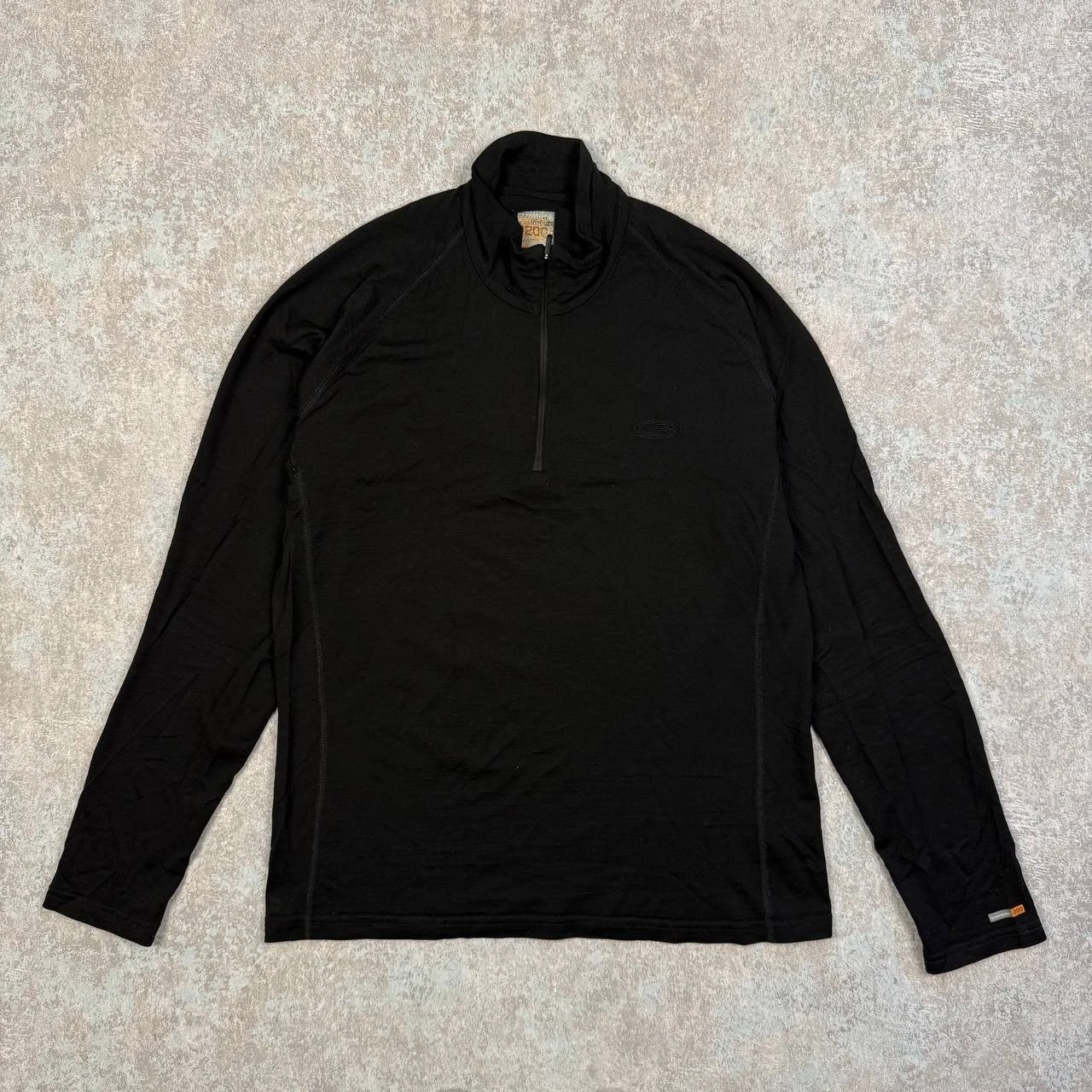 Icebreaker 200 Merino Wool Base Layer Longsleeve Black T-Shirt Mens Size L