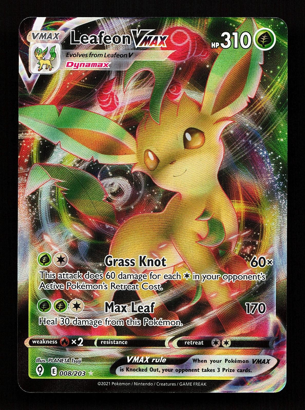 Leafeon VMAX 008/203 VMAX Rare Evolving Skies Pokemon Card