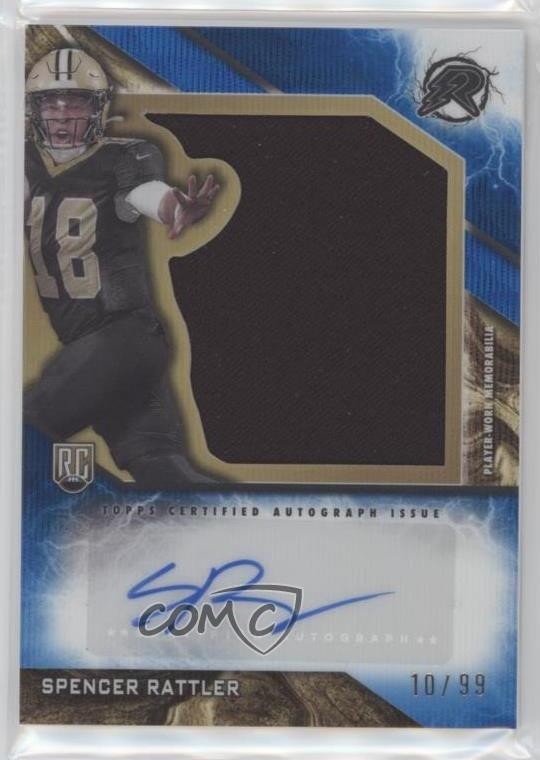 2024 Resurgence Blue Surge Refractor 10/99 Spencer Rattler RPA Patch Auto RC 8f7