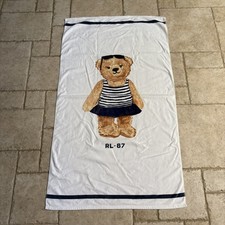Polo Ralph Lauren Beach Towel Polo Bear RL-67 100 Cotton Navy White Striped