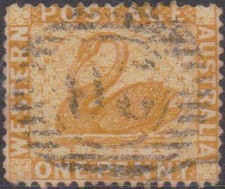 (F374-51) 1881 WA 1d bistre Swan stamp PO cancel no.50 (AZ)
