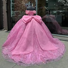 Big Bow for Quinceanera Dress Glitter Sweet 15 16 Dress Accessories with Pin