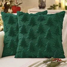 MIULEE Christmas Throw Pillow Covers Dark 18 x 18 (Pack of 2), Green 