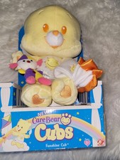 Vintage 2004 Care Bear Cubs Plush Funshine Cub Bear With Blanket and Clown New