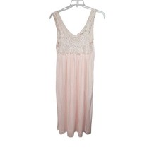 Vintage Cinema Etoile Women's Pink Tricot Nylon Nightgown Lace Bust Size Medium