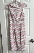 BODEN Martha Pink White Diamond 1960’s Inspired Retro Sheath Dress Sz 4L