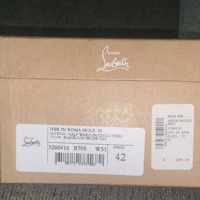 Christian Louboutin Women s Black Leather Mule Heel Open Toe Slip-On US 10