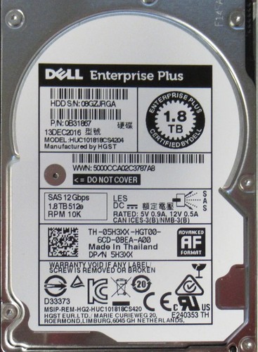 Disque dur Dell Compellent 1,8 To 10k SAS 2,5" 12G 512e Enterprise Plus HDD 5H3XX - Photo 5/5