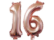 Big 40" 16 Rose Gold Foil Number Balloons Photo Shoot 16th Birthday Float Helium