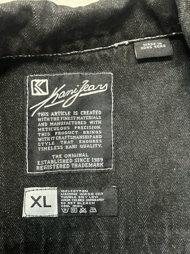 VTG Kani Jeans Men's 100% Cotton Denim Black Jacket Long Sleeve - Size XL - Picture 8 of 14