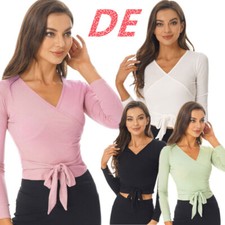 DE Damen Tanzjacke Ballett Pullover Oberteil Wickeljacke Bolero Strickjacke Tops