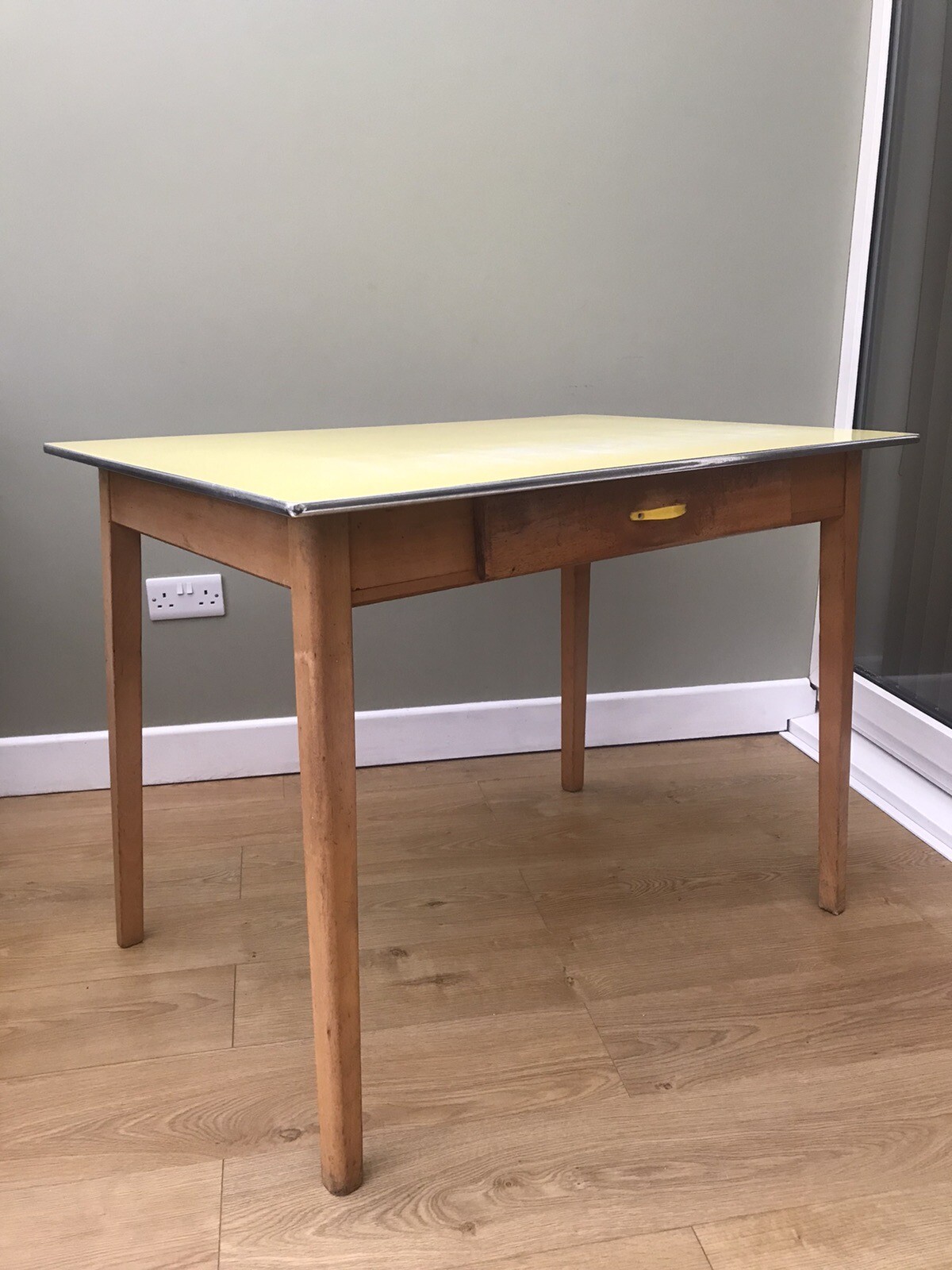 Vintage Yellow Formica Top Kitchen Table With Drawer eBay
