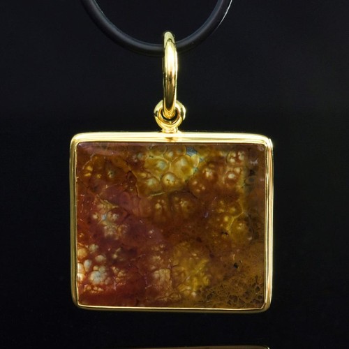 Anhänger Feder Achat Cabochon & Vermeil 18K Vergoldet an Sterling Silber 6.26 G - Bild 10 von 13