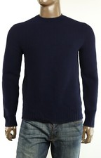 New Mens For Bloomingdales Crew Neck Wool Cashmere Tipped Pullover Sweater XL