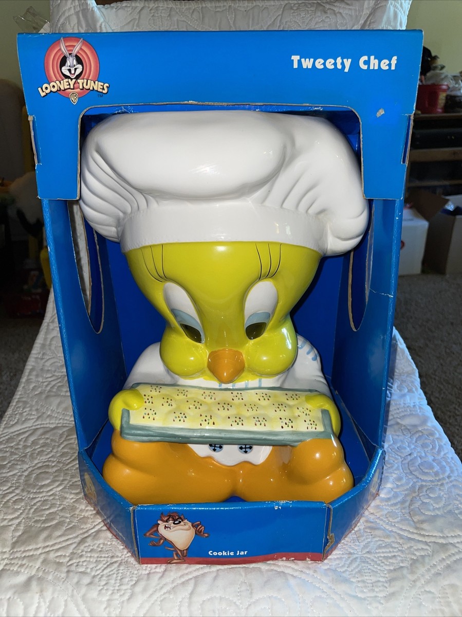 Vintage Looney Tunes Tweety Bird in Chef Hat ceramic cookie jar 13
