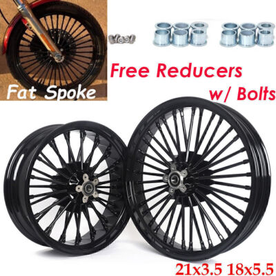 Front Rear Fat Spoke Wheels Rim 21x3.5 18x5.5 for Harley Softail