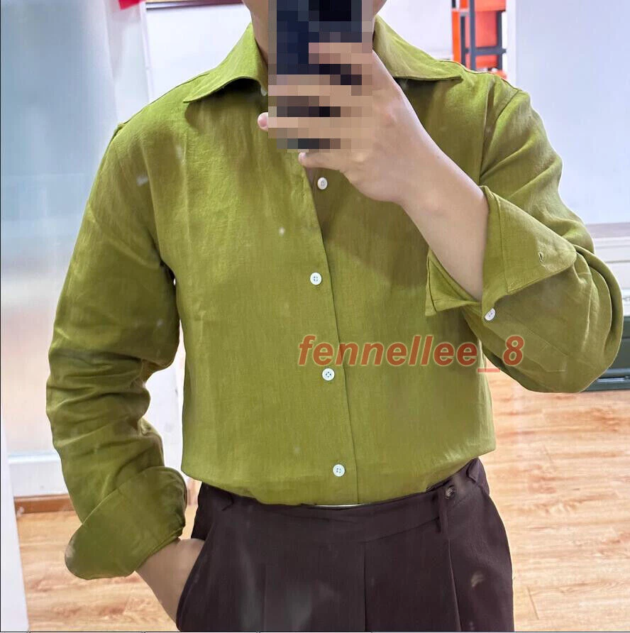 Linen One- Piece Collar Shirt Men's Long Sleeve Shirt Vintage