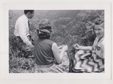 Pretty Attractive Young Woman Blindfolded in the Ferns Girl Summer Game Photo