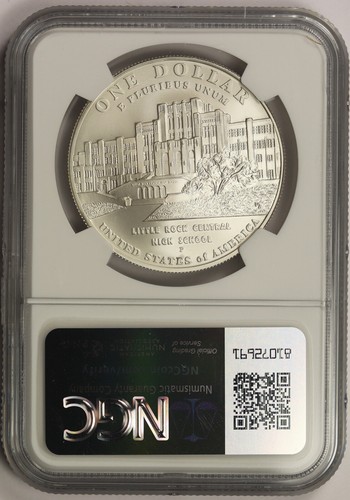 2007-P School Desegregation Modern Silver Commemorative Dollar $1 MS 70 NGC - Picture 2 of 4