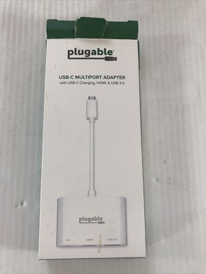 Plugable USB C to HDMI Multiport Adapter, 3-in-1 USB C Hub with 4K HDMI Output