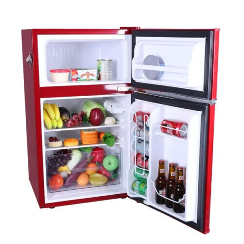 Retro 3.2 Cu ft Two Door Compact Refrigerator with Freezer, Red