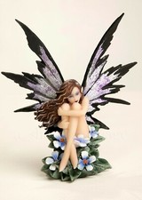 Artist Amy Brown Pretty Periwinkle Faery Nude + Flowers Fairy 6" Statue Figurine