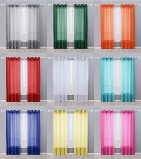 2 Piece Sheer Voile Grommet Top Window Curtain Panel Drapes Many Sizes  Colors