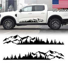 2pcs 75 Black Mountain Tree Forest Graphic Side Body Door Decals Stickers