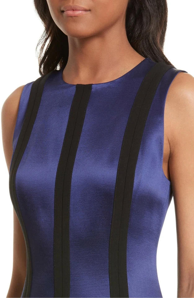 DIANE von FURSTENBERG DVF 紫色缎面定制面板通风下摆开衩连衣裙 14 — 第 3/4 张图片